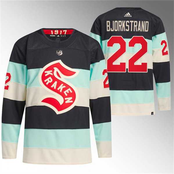 Mens Seattle Kraken #22 Oliver Bjorkstrand Deep Sea Blue 2024 Winter Classic Primegreen Stitched Jersey Dzhi